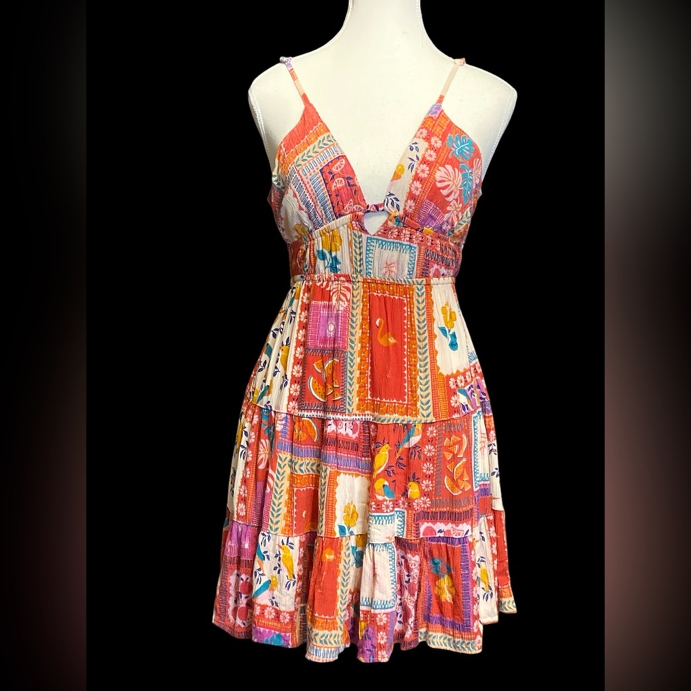 Angie Vibrant Red and Orange Mini Dress